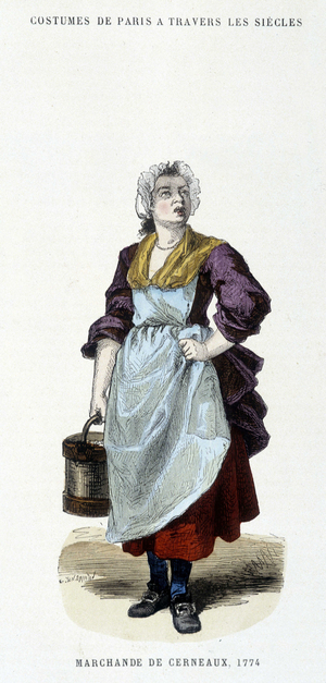 Merchant of walnut kernels, 1774 - in “” Paris à travers les siècles”” by H. Gourdon de Knee, ed. F. Roy, Paris, 1881