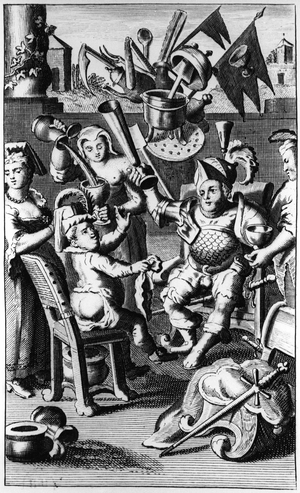 Rabelais: Galerie Rabelaisienne, by L.J.C. Paris, 1829 - “How Grandgoussier Cougnent the wonderful spirit of Gargantua to the invention of a torchecul””