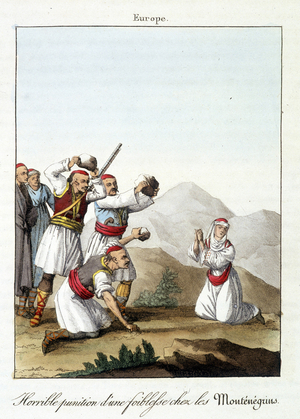 Horrible punishment of weakness among Montenegrins: woman stoned for misconduct.