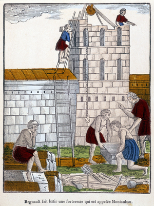 The construction of the fortress Montauban, 1825 (Epinal print)