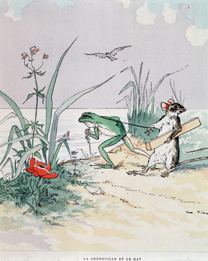 La frog et le rata - in “” Fables de La Fontaine””, ill. by Auguste Vimar (1851-1916), Tours, at A, Mame & Fils, 1887