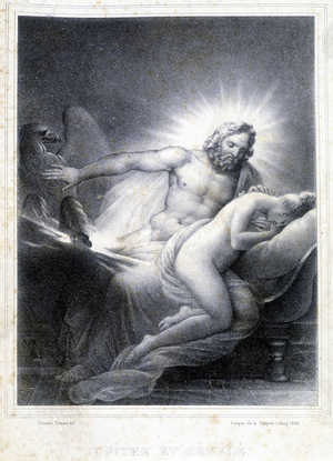 Jupiter and Semelee. Lithograph by Coupin de Couprie in 1826.