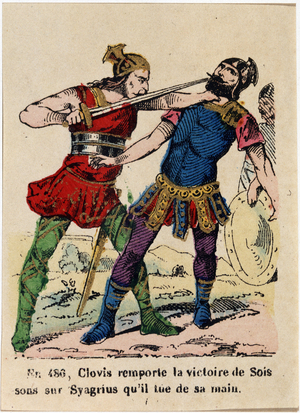 En 480, Clovis remporte la victoire de Soissons sur Syagrius qu'il tue de sa main