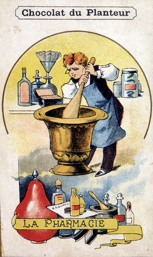 Advertising postcard for the planter's chocolate factory.
