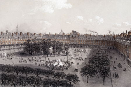 Place Royale (now Place des Vosges) in Paris at the end of the 19th century.