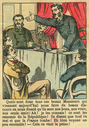 The enemies of the Republic! , an illustration of those who criticize the Republic. Engraving, in “” Le Figaro, supplement””, on 30/03/1889, Paris. Coll. Selva.