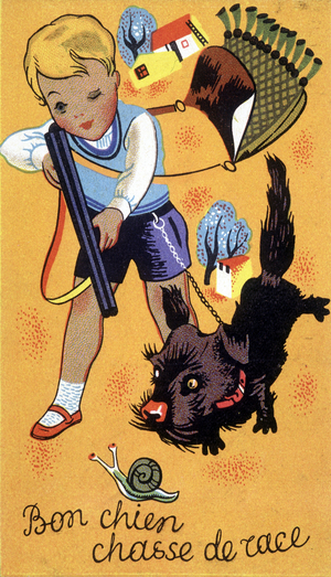 Illustration of the proverb "Good dog, breed hunting"