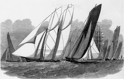 The Cowes Regattas: Yachts at the Hyde Pass - Bibl. des arts deco, 1851.
