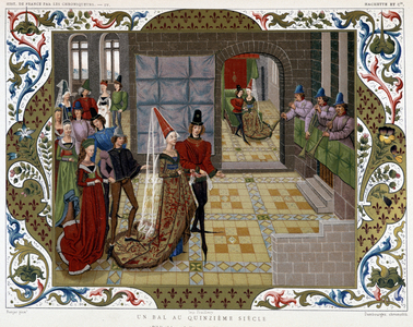 A ball at the 15th, “Les Chroniqueurs de l'histoire de France depuis les origines à la 16e siècle” by Mme de Witt, Paris, 1886.