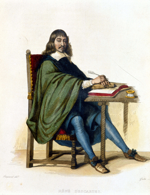 Descartes writing - in Ed. Mennechet, “” Le Plutarque francais””, Volume IV, 1836