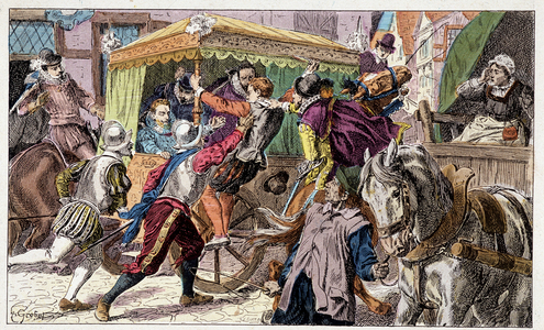 L'assassinat de Henri IV (1553 - 1610) par Ravaillac (1578 - 1610) - Illustration du XIXème siècle.