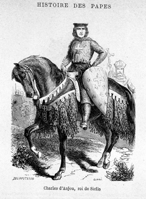 Charles of Anjou, King of Sicily - Illustration in “History of Popes, Kings, Queens, Emperors, through the Centuries” by Maurice Lachatre, 1857.