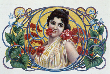 Femme art nouveau style - cigar label, chromolithography, n.d., v.1900
