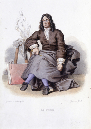 Portrait of Le Puget (Pierre Puget) French sculptor, painter and architect (1620 to 1694) - in Ed. Mennechet, “” Le Plutarque francais””, 1844-1847