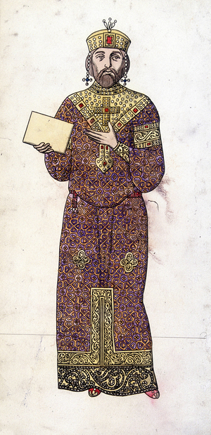 Nicephorus III Botaneiates or Botaniate (Byzantine emperor from 1078 to 1081), 19th century engraving from a Greek manuscript.
