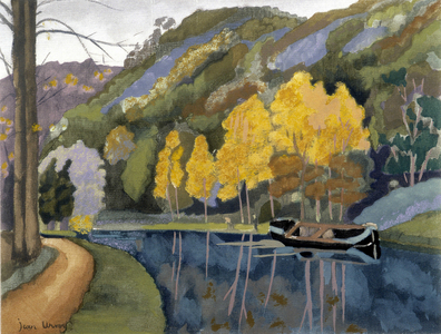 The edges of the Rance. Illustration by Jean Urvoy (1898-1989) for “” Le Rance”” by Roger Vercel, Arc en Ciel, 1945. Rights reserved.