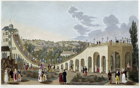 View of the Mountains of Belleville, circa 1820 - in “” Vues de Paris”” by Courvoisier, 1827