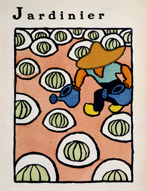 J as Gardener, drawing by Laforge, “” ABC... XYZ”, n.d. v.1910.