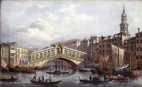 Le pont Rialto - in “” Album of the main views of Venice””, ill. by Marco Moro, ed. Gio Brizeghel, v.1840