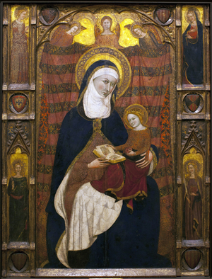 Saint Anne and the Virgin - Painting by Ramons Destorrents (14th century), Arnau (14th century) and Jaume Ferrer Bassa (1281-1348) - tempera on wood, circa 1350 (St Anne and The Virgin, by Ramons Destorrents, Arnau e Ferrer Bassa, tempera on panel, circa 1350) - Museum of Ancient Arts of Lisbon (Portugal)