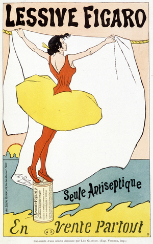 Advertising for laundryin Figaro, 19th century (chromo)