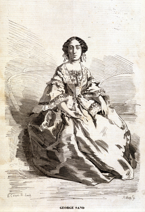 Portrait of George Sand, 19th century (engraving)