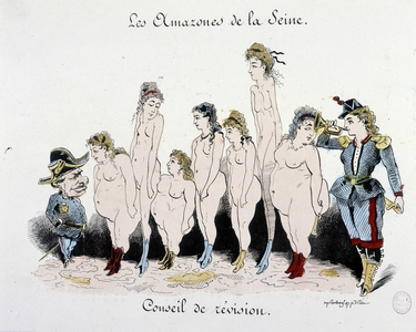 La Commune: Conseil de révision des amazones de la Seine - drawing, Musee Carnavalet, 1870