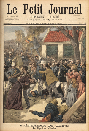 The Allied troops seized Pekin, and the legations, where Europeans had taken refuge, were released on the night of August 15. Engraving in "Le petit journal" 9/9/1900. Selva Collection.