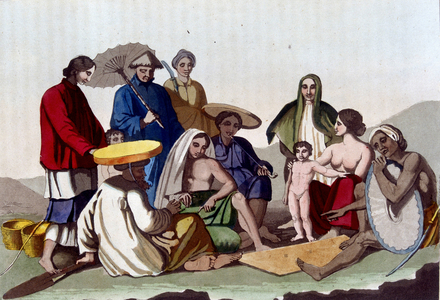 Group of Chinese. Bibliotheque des arts décoratifs de Paris Le costume ancien et moderne, 1819-1820, par le dr Jules Ferrario, ed. Milan.