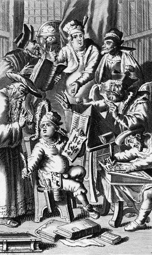 Rabelais: Galerie Rabelaisienne, by L.J.C. Paris, 1829 - “” Comment Garantua feut instituted pore un sophiste es lettre llatines””