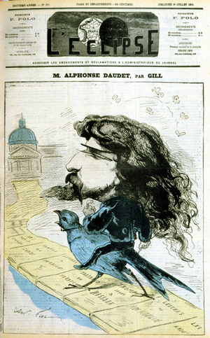 Cartoon on Alphonse Daudet and the French Academy - by Gill, in “” L'Eclipse””” of 18/07/1875