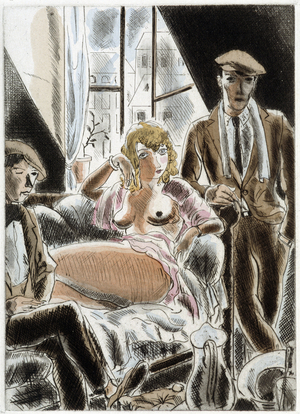 Prostitute and bad boys - etchings by Andre Dignimont (1891-1965) for “The Innocents” by F. Carco, Hazan, 1930.