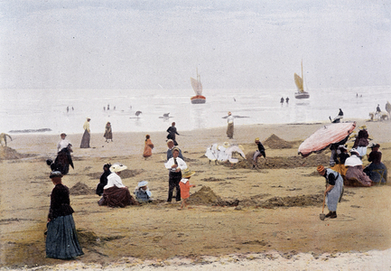 Sea bath in Biarritz at low tide - “modern sports” from August 1907, city of Paris.