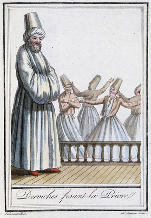 Dervishes faisant la prière (Dervishes tourneurs) - in “” Encyclopédie des voyages”” by Grasset Saint Sauveur, ed. Paris 1796