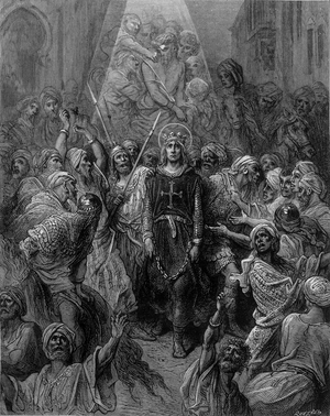 Saint Louis taken prisoner in Mansoura, during the 7th crusade in 1250 - engraving by Gustave Doré, 19th century
