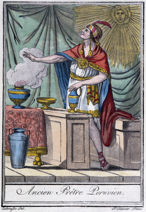 Former Peruvian priest (inca) - in “” Encyclopedia of Travels”” by J. Grasset-Saint-Sauveur, Paris, 1796