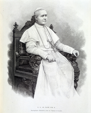Engraving by Pius X (1835 - 1914) pope from 1903 to 1914, canonized in 1954.