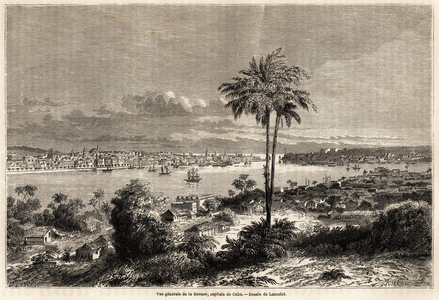 General view of Havana, capital of Cuba, drawing by Lancelot to illustrate the voyage to the island of Cuba, in 1859, by Richard Dana (1815-1882). Engraving in “” Le tour du monde, nouveau journal des voyages”” Paris, 1860. Selva's collection.