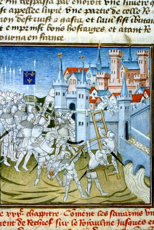 Charles Martel in Poitiers, 732 - Miniature of the 14th century (ref. 512, 074r) Request for permission to the Municipal Library of Toulouse (tel: 05 62 27 66 66)
