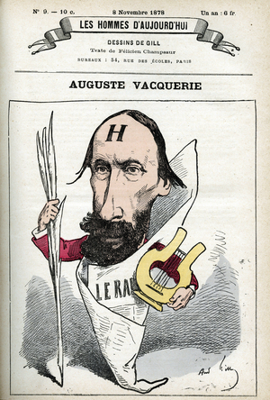 Portrait of Auguste Vacquerie (1819-1895), French poet, playwright and journalist. Cartoon by Gill, Paris.