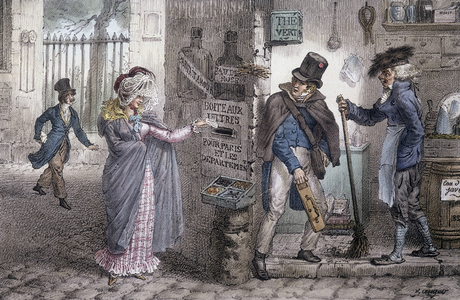 The mailbox - Lithography of Marlet, late 19th century