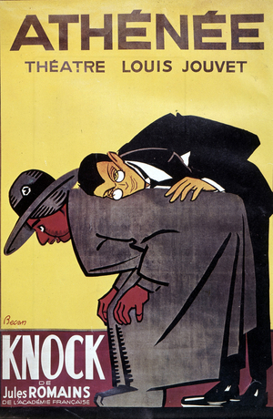 Poster of “Knock” by Jules Romans at the Theatre Louis Jouvet “Athenee””, by Bernard Becan (Bernhard Kahn) (1890-1943)