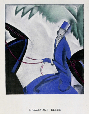 Horseback riding and fashion: the blue Amazon, 1923