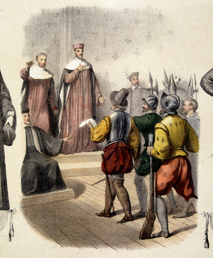 Arrest of Achilles de Harley, French magistrate (1536-1619).