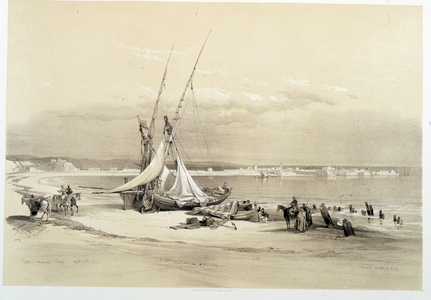 View of the city of Tyre (Tyre) in Lebanon, drawing made on 27/04/1839 in “” The Holy Land””, London 1849