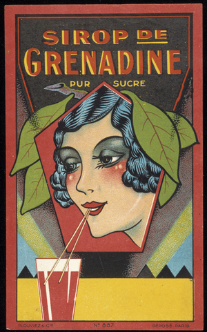 Grenadine syrup advertising label