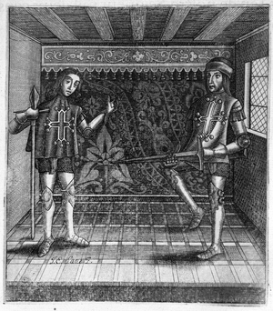 The Counts of Toulouse, Raymond VI (right 1194 - 1222) and Raymond VII (left 1222 - 1249) in “Histoire des Countes de Toulouse” by Guillaume de Catel, Toulouse, 1623