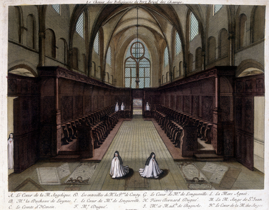 Two nuns praying at the abbey of Port Royal des Champs (Port-Royal-des-Champs).