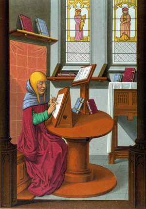 Medieval Copist Monk at his Writing