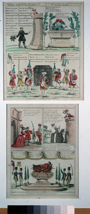 Popular song by Marlbrough (Malbrough) “” Malbrouk goes to war...””. 1782